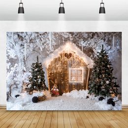 Laeacco Old Stone Fireplace Christmas Tree Gift Stock Party Room Baby Interior Photo Background Photographic Backdrop Photocall