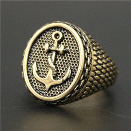 2pcs lot Newest Design Golden Anchor Cool Ring 316L Stainless Steel Biker Style Mens Selling Band Party Punk Style Ring308j