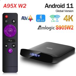 Box A95X W2 Android 11.0 Smart TV Box Amlogic S905W2 4GB RAM 64GB ROM BT5.0 5G Dual Wifi Media Player 2GB 16GB A95XW2 Set Top Box