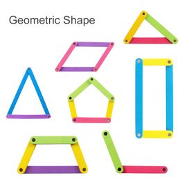 Children Magnetic Block Math Toys Teaching Aids Geometric Shape Puzzle Educational Game Montessori Learning Wooden Toy Preschool