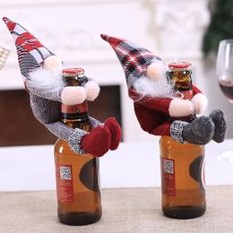 Christmas Decorations Cartoon Santa Swedish Gnome Doll Wine Bottle Bags Cover Year Party Champagne Holders Home Table Decor Gift277P