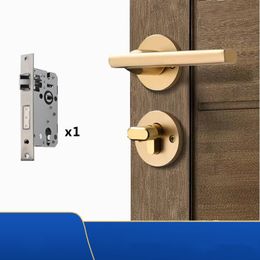 1 Set European Style Aluminum Alloy Furniture Golden Door Handle Lock Indoor Mute Hardware Accessories Anti-theft Lock Core