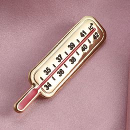 Harong Thermometer Shape Enamel Pin Brooch Creative Design Backpack Jacket Badge Gold Color Pins for Women Men Jewelry