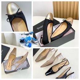 2024 With Box Top Quality Designer Sandals Luxury Slippers Womens Crystal Heel Bowknot Dancing Shoes Soft GAI Slip-On Size 35-39 5cm