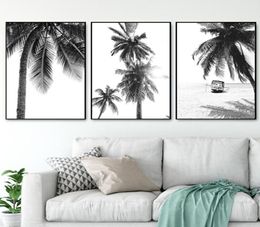 Tropical Landscape Poster Black White Minimalist Wall Picture Beach Canvas Painting Nordic Palm Tree Print Art Home Decor1570019