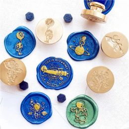 Universe Astronaut Wax Seal Stamp Planet Space Sealing Stamp Head For Scrapbooking Envelopes Wedding Invitations Gift Packaging