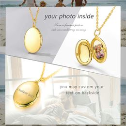 PROSILVER 925 Sterling Silver Personalized Photo Necklaces For Women Teens Girl Oval Locket Gold/Silver Color Custom Pendant