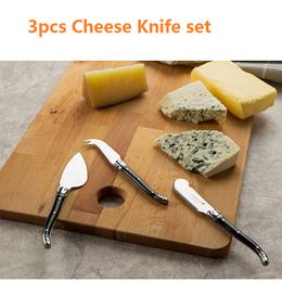 3pcs Laguiole Style Black Plastic Handle Jam Knife Scraper Cheese Butter Spreader 5.9'' 15.9cm Restaurant Bar Slicer Cutter Tool