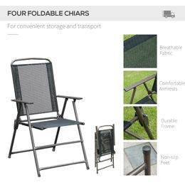 Set of Furniture for Garden Terrace or Patio with 4 Chairs 1 Table and 1 Parasol Aluminium and Polyester