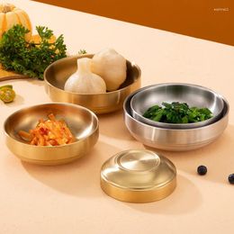 Dinnerware Sets 304 Stainless Steel Plate Golden Korean Kimchi Double-layer Dipping Style