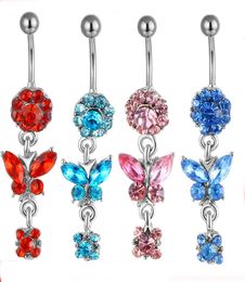 D0491 4 colors AquaColor bowknot style Belly Button ring Navel Rings Body Piercing Jewelry Dangle Accessories Fashion Charm 206953883