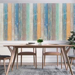 10m Blue Wood Grain Contact Paper Vinyl Self Adhesive Waterproof Wallpaper for Living Room Furniture Decor Peel and Stick Film