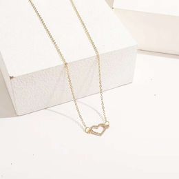New Peach Simplified Korean Edition Love Collar Chain Full Diamond Heart Shaped Pendant Necklace Women's