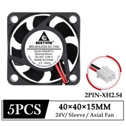 Cooling 5Pcs 40mm Fan DC 24V 40x40x15mm Axial Brushless Humidifier Radiator 4015 Computer Case Cooling Fan 2PIN 3D Printer Cooler Fan