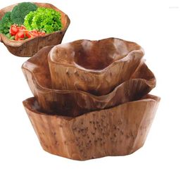 Plates Natural Wooden Fruit Bowl Creative Irregular Shape Vegetable Storage Basket Farmhouse Style Home Kitchen Bar Tableware