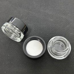Clear Eye Cream Jar Bottle 3g Empty Glass Lip Balm Container Wide Mouth Cosmetic Sample Jars with Black Cap