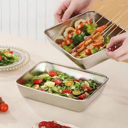 Dinnerware 304 Stainless Steel Square Lunch Container Box Commercial Dish Tray Dishwasher Safe Storage And Baking