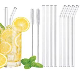 Clear Glass Straw 2008mm Reusable Straight Bent Glass Drinking Straws with Brush Eco Friendly Glass Straws for Smoothies Cocktail5251572