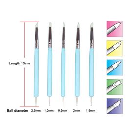 5pcs/set 2 Way Pottery Clay Ball Styluses Tools Polymer Clay Sculpture Tool Nail Art Carving Tools Silicone Shapers Dotting Tool