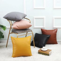 Pillow PU Leather Throw Case Nordic Solid Decorative Cover Luxury Modern For Sofa Bed Couch Home Fall Decor