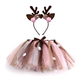 0-6 Years Infant Baby Girls Deer Tutu Skirt Outfit for Kids Christmas Reindeer Costume Toddler Girl New Year Clothes Child Birth