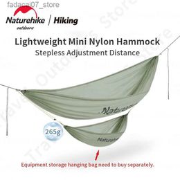 Hammocks Naturehike portable ultra light camping single hanger bearing 150kg outdoor 30D nylon swing mini device suspension storage bagQ