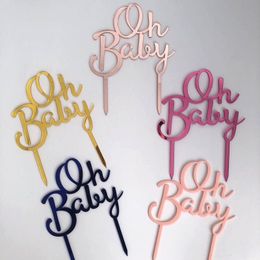 New Oh Baby Acrylic Birthday Cake Topper Gold Silver Birthday Cake Topper for Kids Baby Shower Birthday Party cCake Decorations