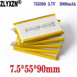 1-12pcs 3.7V 5000mAh Lithium Polymer LiPo Battery cells For Mp3 Power bank PSP mobile phone PAD protable tablet PC 755590