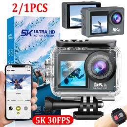 Camera 5K 30FPS WiFi Antishake Action Camera 4K 60FPS EIS Dual Screen 30m Underwater Camera Waterproof Sports Cam with Remote Control