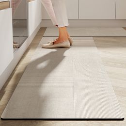 Kitchen Floor Mats Home Decor Beige Striped Carpet Absorbent Diatom Mud Mat Quick Drying Laundry Bathroom Rug Washable Custom