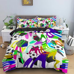 3D Football Print Duvet Cover Queen/King Size Soccer Sport Bedding Set for Boy Kids Gifts Ball Game Theme Quilt Cover Pillowcase