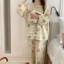 Sweet Sanding Autumn/winter Women's Pyjama Set Idle Style Loose-fit Long Sleeve Suit Cute Comfortable Loungewear