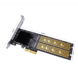 Cards 20Gbps/40Gbps PCIE X4 to Dual Port M.2 MKey Expansion Card for NVME 2230 2242 2260 2280 22110 SSD Adapter Card M2 Raid Card