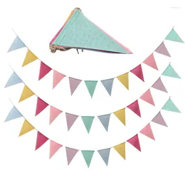 Party Decoration Colorful Jute Linen Pennant Flags Banner Decorations Bunting Banners Hanging Home Decor Triangle Pography Props