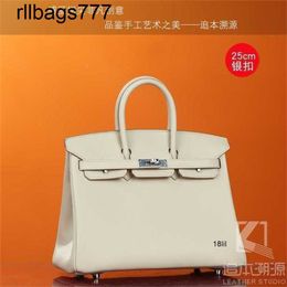 Leather Bk Designer Bags Tracing Back to the Source Handmade Customised Portable Womens Bag Platinum Bag Plain Swift Calf 10 Milkshake White