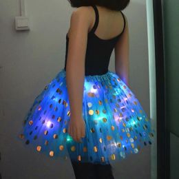 Girl Children Light Up Tutu Polka Dots Skirt Fairy Glow Party Luminous Costume Stage Led Ballet Dance Suit Birthday Wedding