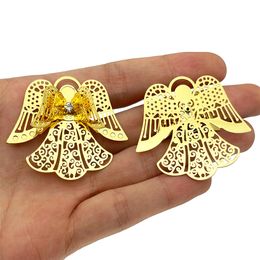 2pcs 49*43mm 3D Big Angel Charms Three Layer Hollow Out Filigree Connector for Home DIY Accessories FT-3