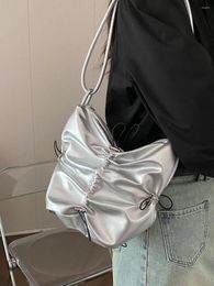 Hobo Trendy Bow Design Shoulder Crossbody Bags Tote Women Handbags And Purses Silver Vegan Leather Ladies Messenger Clutches Bag