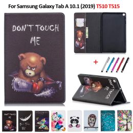 Case Smart PU Leather Printed Cover For Samsung Tab A 10 1 2019 Case Tablet Cover Funda For Galaxy Tab A 10.1 SMT510 SMT515 + Pen