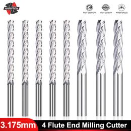 4 Flute Carbide Milling Cutter 3.175 4 6mm Shank Spiral Flat Milling Bit for Woodworking Cutting CNC Router Bit CMCP End Mill