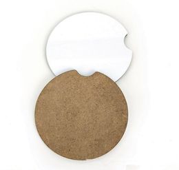 MDF Wood Car Coaster Nonslip Bottle Cup Pad with cork for Sublimation Heat Transfer Printing DIY Customization Blank Material Con2332826