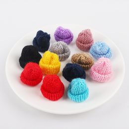 10pcs 3x3.5cm Mini Plush Ball Knitting Hat Wool Cap DIY Dolls Garment Handmade Sewing Soft Hat Bag Garment Art Craft Supplies