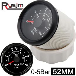 52mm Oil Pressure Gauge 0~10 Bar 0~5Bar Waterproof Car Fuel Pressure Metre 8 Colours Backlight Auto Truck Boat Vessel Yacht RV