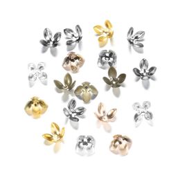 50pcs Tibetan Antique Silver Color Leaf Flower Bead End Caps For Jewelry Making Needlework Spacer Bead Caps DIY Accessories 240408