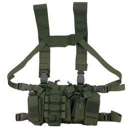 Outdoor Hunting Vest Tactical Triple Open-Top Mag Pouch FAST AK AR M4 FAMAS Mag Pouch With shaped Suspender Shoulder Strap