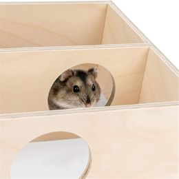 Hamster Wooden House Detachable Roof Small Pets Hideout for Dwarf Hamster Cage Accessories Easy to Clean Habitat Decor