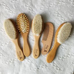 Personalised Baby Hairbrush and Comb Set, Newborn Gifts,Baby Keepsake, Wooden Brush Infant Head Massager,Natural Wool Soft Brush