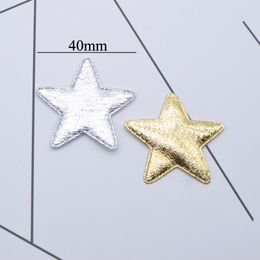 50Pcs 40mm Gold and Silver Cloth Star Applique Padded Patches for DIY Craft Clothes Hairpin Wedding Decor Accessories N27