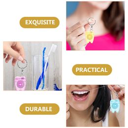 6 Pcs Travel Dispenser Dental Floss Keychain Portable Bulk Stick Oral Cleaning Tools Teeth Picks Long