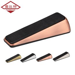 Door Wedge Shaped Zinc Alloy Rubber Black Door Stops Punch-free Door Buffers Alarm Baby Safe Floor Gate Door Stoppers Hardware